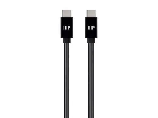 Monoprice Charge and Sync Type-C to Type-C Cable - 10 Feet - Black, USB 2.0, TPE Jacket, Up to 5A/100W, Fast Charging - Select Series