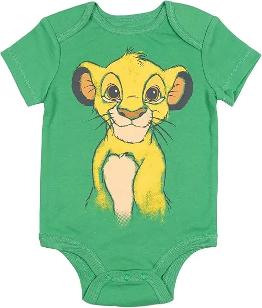 Disney Mickey Mouse Lion King Winnie the Pooh Pixar Toy Story Finding Nemo Baby 5 Pack Bodysuits Newborn to Infant