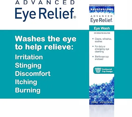 Bausch & Lomb Eye Wash Relief Solution that Cleans, Refreshes, and Soothes, 4 Fl Oz, (Pack of 6)