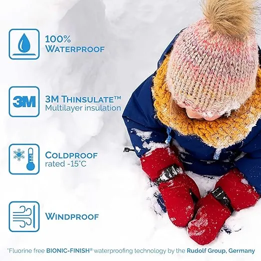 JAN & JUL Mittens for Baby Toddler Kids, Waterproof Insulated Winter Gloves for Girls
