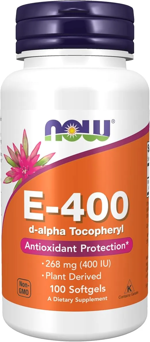 NOW Supplements, Vitamin E-400 IU, D-Alpha Tocopheryl, Antioxidant Protection, Softgels, 100 Count (Pack of 1)