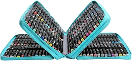 Lbxgap Marker Pen Organizer Case 168 Slots Large Capacity with Handy Wrap Portable Multilayer Holder for Watercolor Pencils & Gel Pen Markers