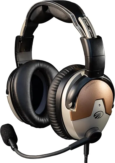 Lightspeed Delta Zulu™ ANR Aviation Headset - Premium Noise Canceling Bluetooth Headset for Pilots with Built-in Carbon Monoxide Monitoring and Personalized EQ (GA Dual Plugs)