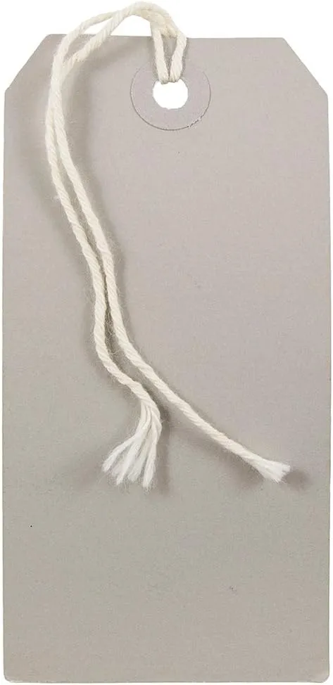 JAM PAPER Gift Tags with String - Medium - 4 3/4 x 2 3/8 - Gray - 10/Pack
