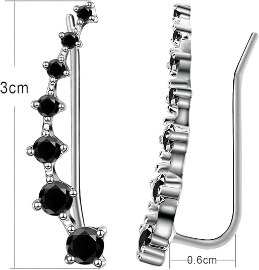 Ear Jewelry for Women 7 Star Ear Cuffs Climber Earrings 925 Sterling Silver Hypoallergenic Earring with Cubic Zirconia for Birthday Gift