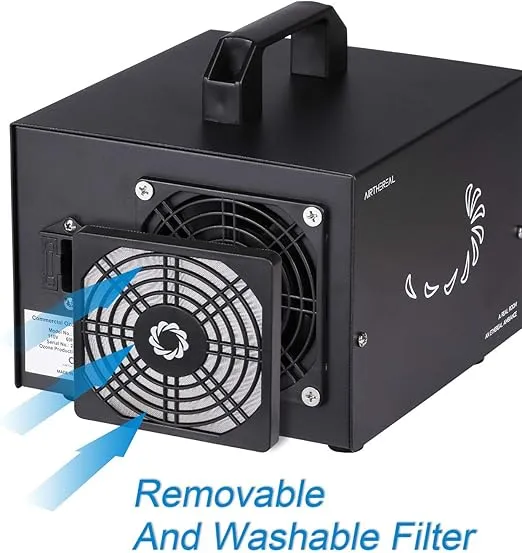 AIRTHEREAL MA5000 Commercial Ozone Generator 5000mg/h O3 Machine Home Air Ionizers Deodorizer for Rooms, Smoke, Cars and Pets, Black