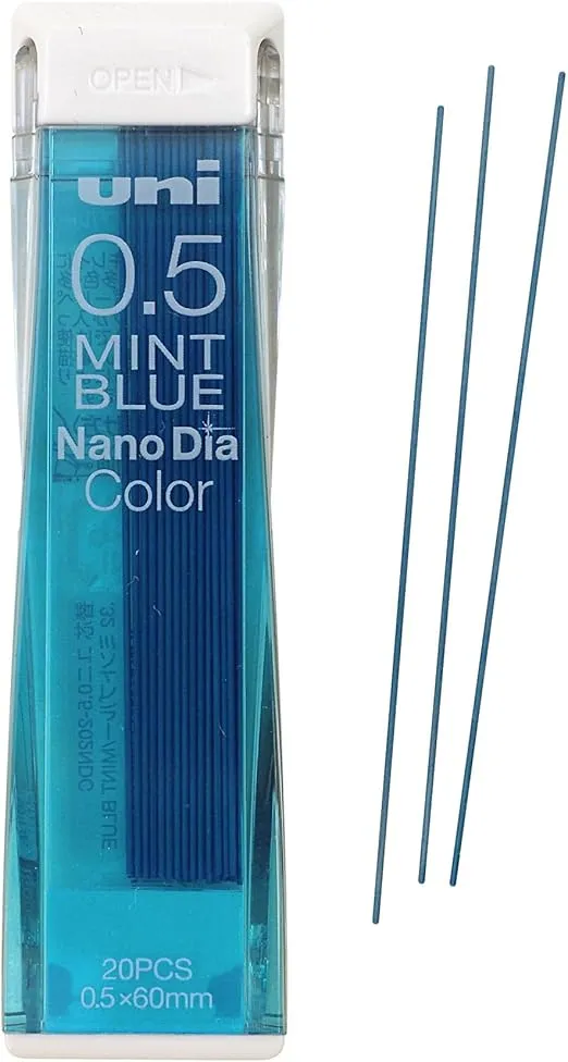 Uni Mechanical Pencil Lead NanoDia Color Mint Blue 0.5mm 20leads