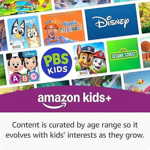 Amazon Fire 7 Kids tablet (newest model) ages 3-7. Top-selling 7" kids tablet on Amazon. Includes ad-free and exclusive content, easy parental controls, 10-hr battery, 32 GB, Blue