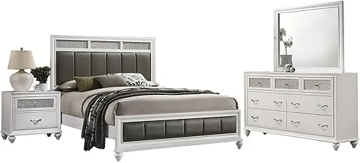Coaster Home Furnishings Barzini 4 Pc. Queen Panel Bedroom Set in White