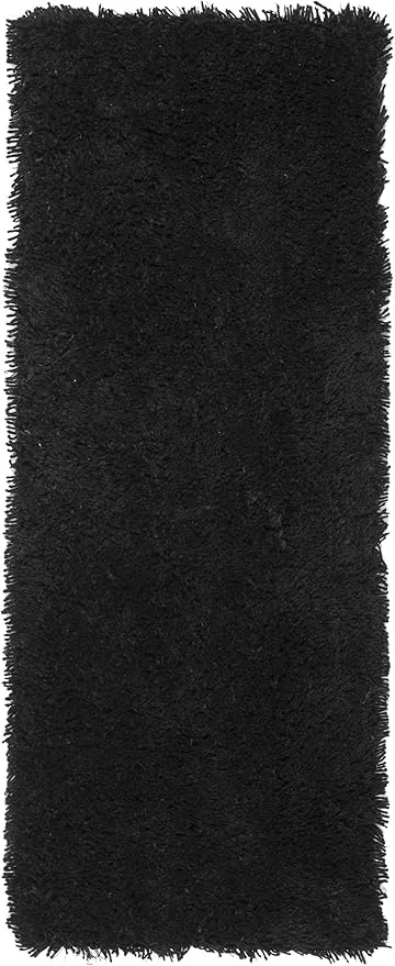 SAFAVIEH Classic Shag Collection Runner Rug - 2'3" x 8', Black, Handmade, 1.75-inch Thick Ideal for High Traffic Areas in Living Room, Bedroom (SG240L)