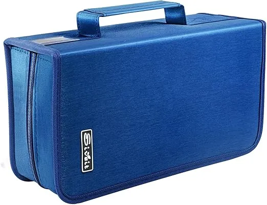 CD Case DVD Storage Holder, CD/DVD Case Wallet 128 Capacity DVD Cases Organizer CD Binder, Portable CD Wallet for Home Travel (Black binder, Blue)