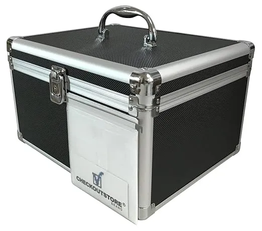 CheckOutStore (2) Aluminum CD/DVD Media Hanging Sleeves Storage Box (Holds Up to 300 Discs) (Black)