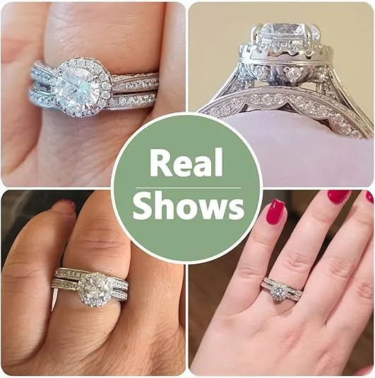 Newshe Wedding Rings for Women Engagement Ring Set 925 Sterling Silver 2.4Ct Round White AAAAA Cz Size 3-13