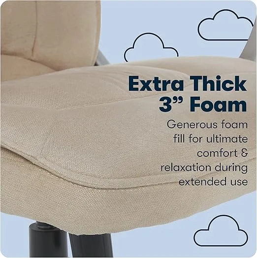 Serta Executive Office Chair Ergonomic Computer Upholstered Layered Body Pillows, Contoured Lumbar Zone, Microfiber, Black Base, Fabric, Beige/Silver