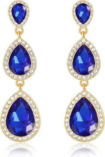 Vintage Rhinestone Teardrop Dangle Earrings Long Dangling Drop Earrings Crystal Chandelier Earrings for Women Wedding Bridal Prom