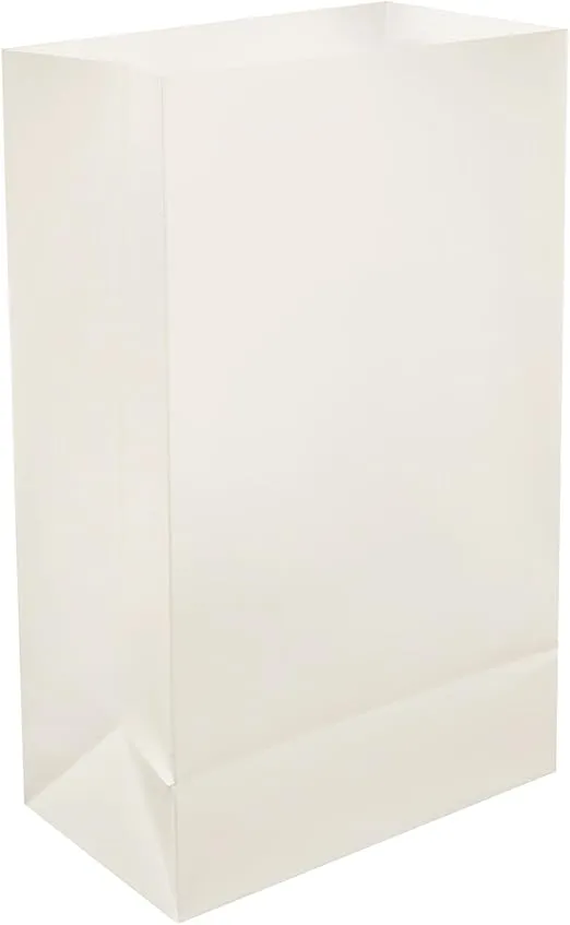 LumaBase Plastic Luminaria Bags, White - Set of 12
