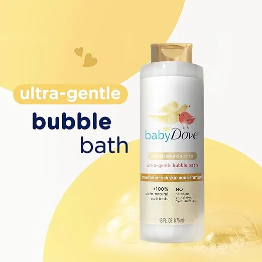 Baby Dove Bubble Bath Melanin-Rich Skin Nourishment for nourished Skin and Bath time Fun Sensitive Skin Care with Skin-Natural nutrients 16 oz
