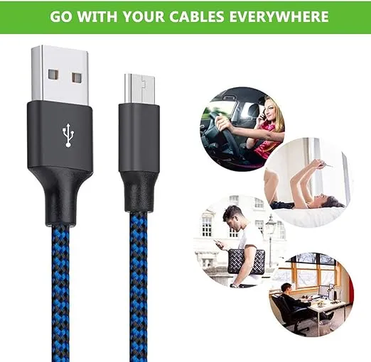 Micro USB Cable, 3Pack 10FT Android Charger Cable Long Nylon Braided Sync and Fast Charging Cord Compatible with Samsung Galaxy S7 S6 Edge, Android Smartphones, Tablets and More