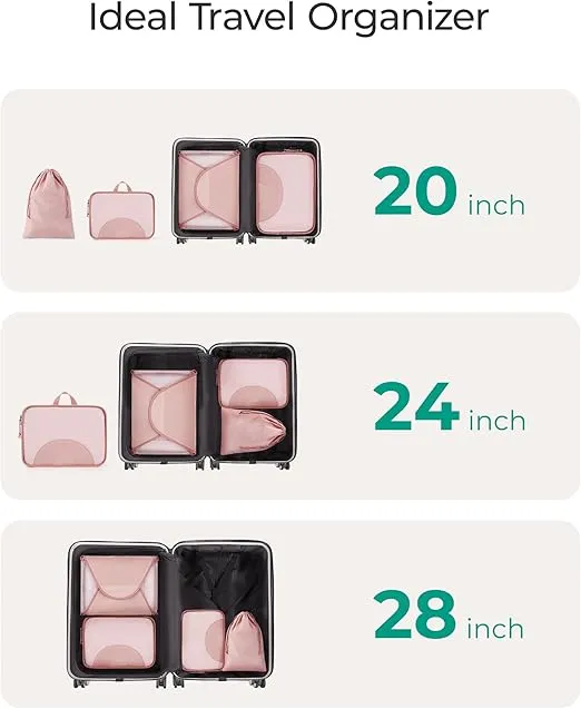 BAGSMART Garment Folder Packing Cubes for Travel, 4 Set Lightweight Travel Cubes for Wrinkle Free, Durable Suitcase Organizers Bag Set for Travel Essentials Baby Pink