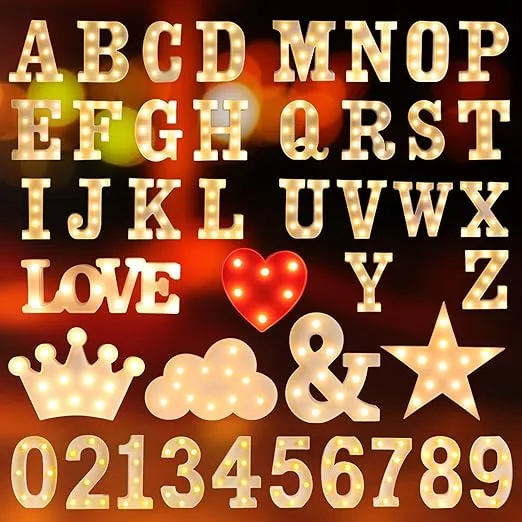 Laerjin Light Up Letters, Marquee Letters with Lights, Decorative Led Light Up Number, Light Up Number Sign for Night Light Wedding Birthday Party Christmas Home Bar - Letter Lights-M