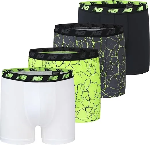 New Balance Boys' 3.5" Underwear, Performance Boxer Briefs (4 Pack)