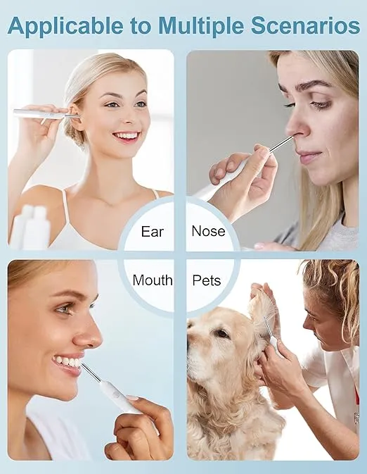 Ear Wax Removal Tool - RBC-King Visual Ear Cleaner with Ear Camera, 1080P HD Scope - Earwax Cleaning Kit with 8 Replacement Ear Spoon - Earwax Removal Kit with 6 LED Light for iOS & Android (White)