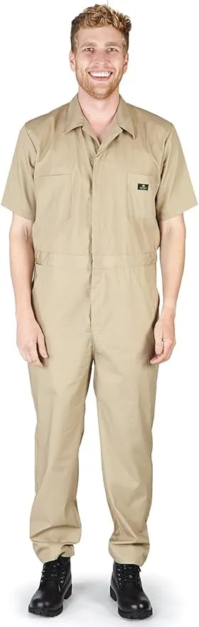 Mens Short Sleeve Basic Blended Work Coverall Includes Big & Tall Sizes - Order 1 Size Bigger