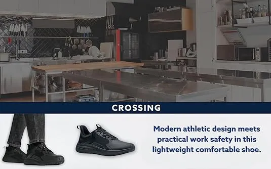Shoes for Crews Crossing, Men's Slip Resistant Work Shoes, Healthcare and Food Service Sneakers, Water Resistant, Black or White