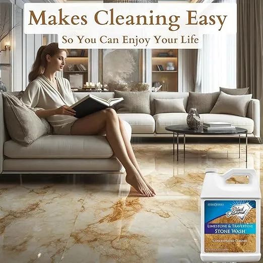 Black Diamond Stoneworks Limestone and Travertine Floor Cleaner: Natural Stone, Marble, Slate, honed or tumbled. 4-Gallon concentrate Ph Neutral