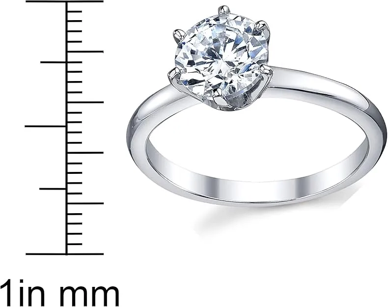 1.25 Carat Round Brilliant Cubic Zirconia CZ Sterling Silver 925 Wedding Engagement Ring Size 4 to 11