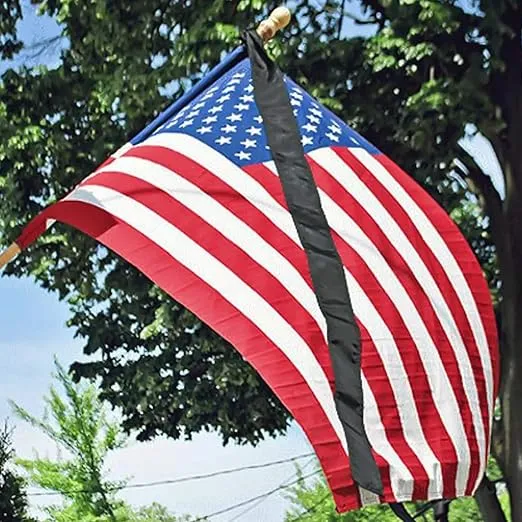 ANLEY Flag Mourning Streamer (Ideal for 3x5 FT Flag) Half-Mast Mourning Ribbon - Double Stitched - Honoring the Fallen Half-staff Mourning Streamer