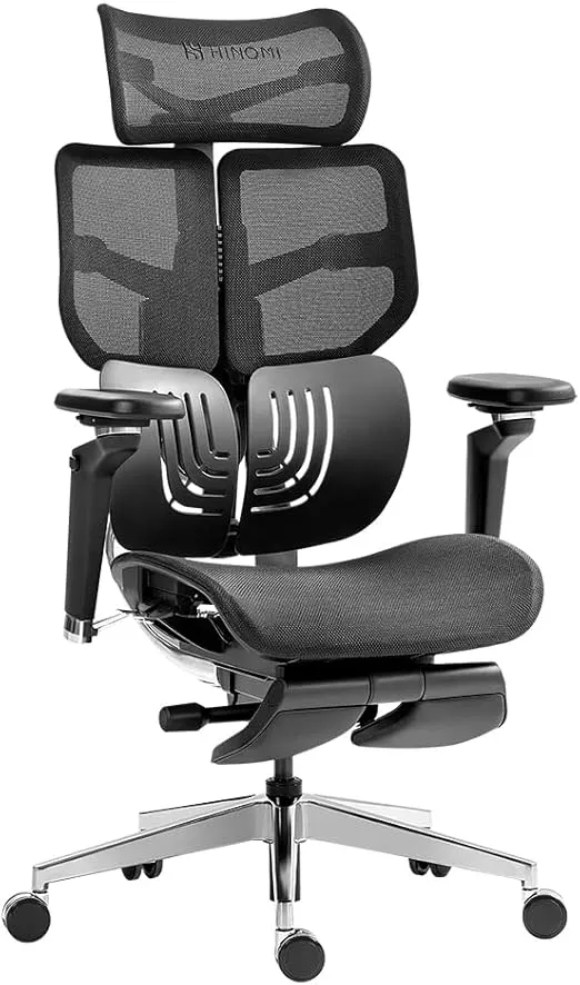 HINOMI X1 Ergonomic Office Chair with Foot Rest - Comfortable Computer Chair, Home Office Desk Chair with Lumbar Support, Comfy Mesh Office Chair, Gaming Chair for Adults (Black, Large)