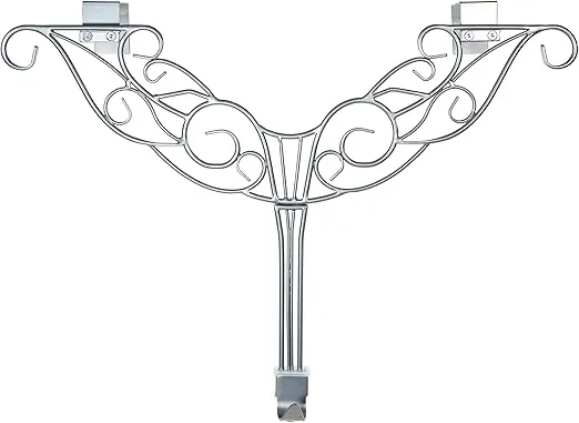 [Front Door WREATH HANGER] - Antler Design | ADJUSTABLE Hook Length for Tall and Small Doors | PADDING to Prevent Damage like Scratch and Dents | Heavy Duty Cast Iron Metal Hangar (Silver)