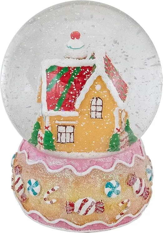 6.5" Gingerbread House Musical Christmas Snow Globe
