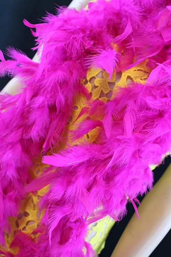 40 Gram 72" Long, Turkey Chandelle Feather Boa, Dancing Wedding Crafting Party Dress Up, Halloween Costume Decoration (hot pink color)