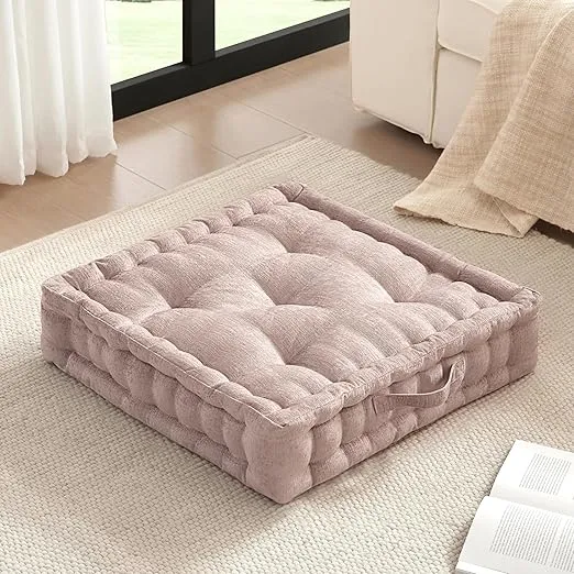 Intelligent Design Azza Large Cushion/Pouf, 24x24, Square Blush