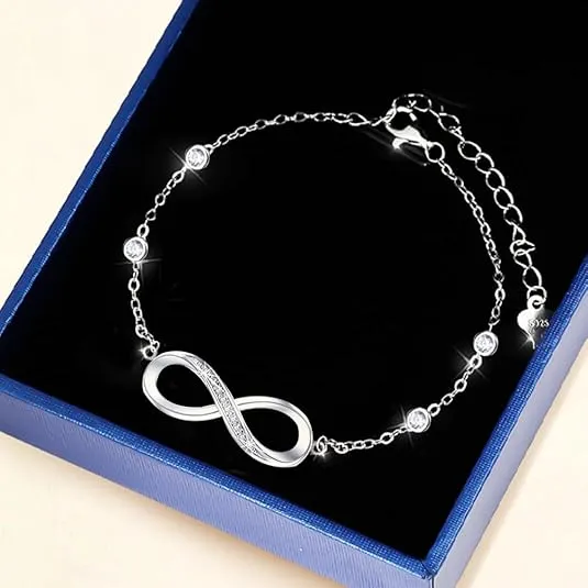 925 Sterling Silver Infinity Ankle Bracelet for Women,Endless Love Symbol Anklet in Classic Design Gifts for Women Birthday Christmas Gifts