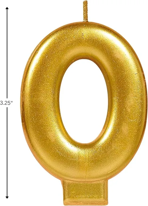 Amscan #0 Metallic Birthday Candle | Gold | Party Supply | 1 piece