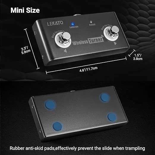 LEKATO Wireless Page Turner Pedal Wireless Page Turner Foot Pedal for Tablets Phone (Android & IOS system above version 13.4 support)Page Turning- External Pedal for LEKATO Loop Pedal Tuner Switching