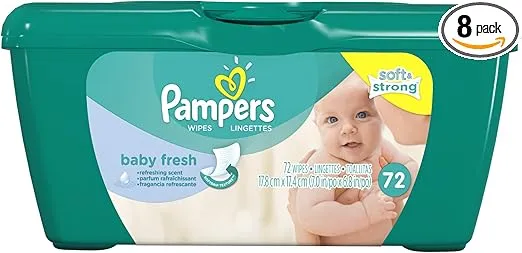 Pampers Baby Wipes Baby Fresh Tub - 72 Count, Pack of 8