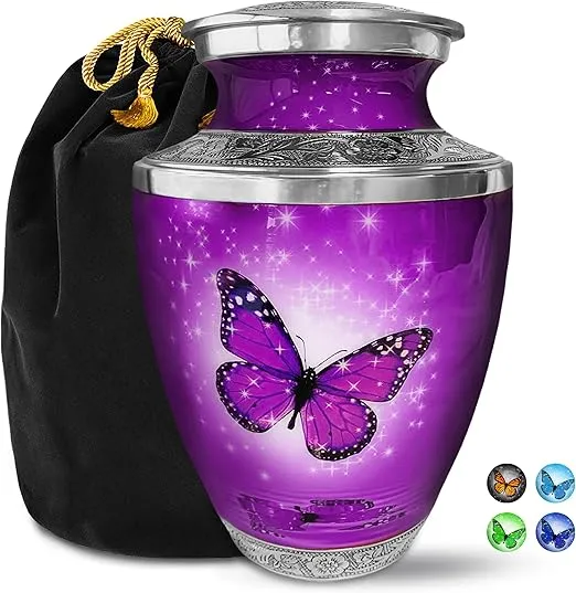 Cremation Urns for Human Ashes - Purple Butterfly Large Urn for Adult Men & Women - Adult Men & Women - Cremation and Burial Urns for Adult Human Ashes