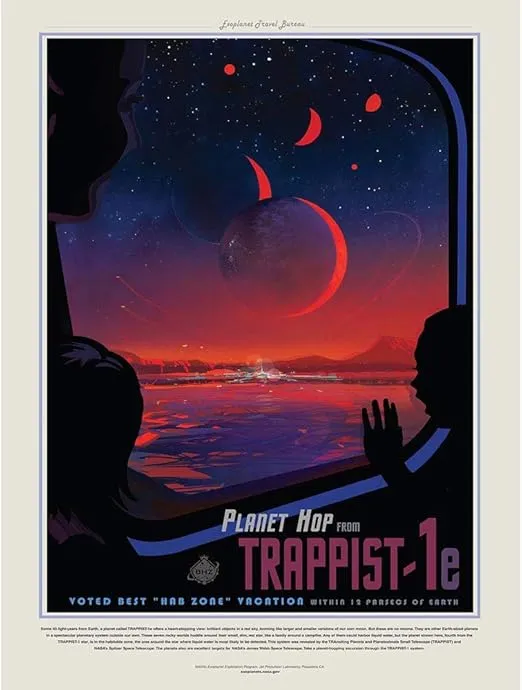 Wee Blue Coo Nasa Space Travel Advert Trappist 1E Planet Hop Unframed Wall Art Print Poster Home Decor Premium