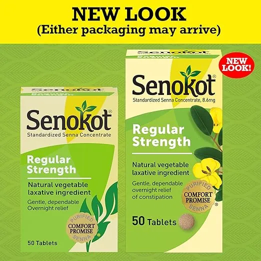 Senokot Regular Strength Tablets Natural Vegetable Laxative Ingredient, 50 Count