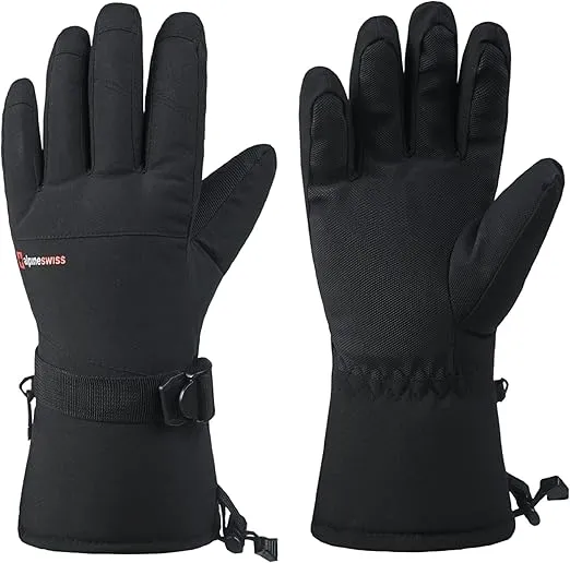 Alpine Swiss Mens Waterproof Gauntlet Snow Ski Gloves Winter Sport Snowboarding Windproof Warm 3M Thinsulate