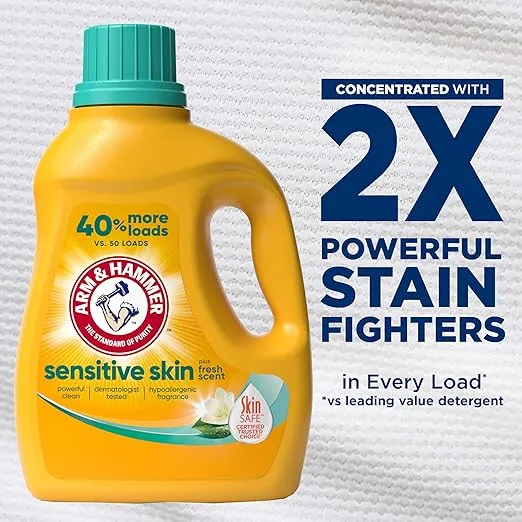 Arm & Hammer Sensitive Skin Plus Fresh Scent, 105 Loads Liquid Laundry Detergent, 105 Fl oz