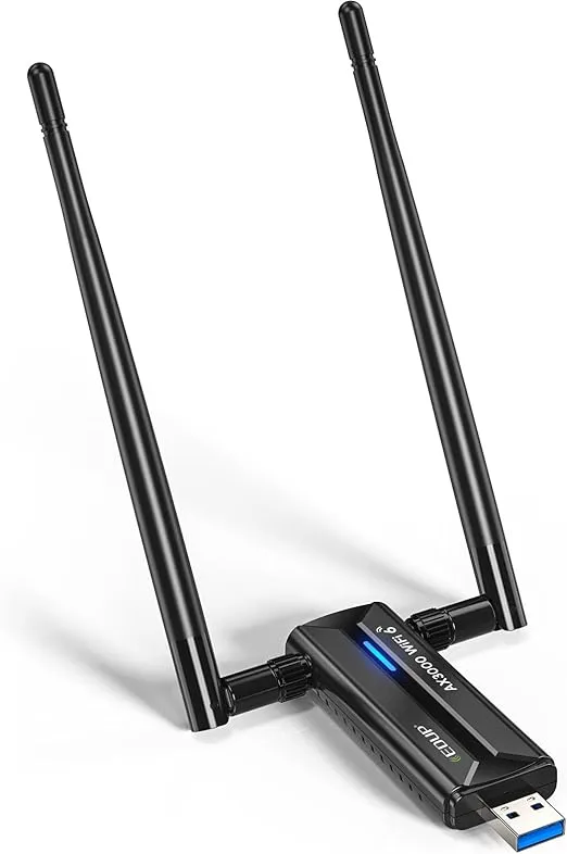 EDUP AX3000M USB 3.0 WiFi 6E Adapter Wireless WiFi Dongle Network Adapter 802.11AX Tri-Band 6GHz/5GHz/2.4GHz Dual 5dBi Antennas for PC Desktop Laptop Compatible with Windows 11/10 64Bits