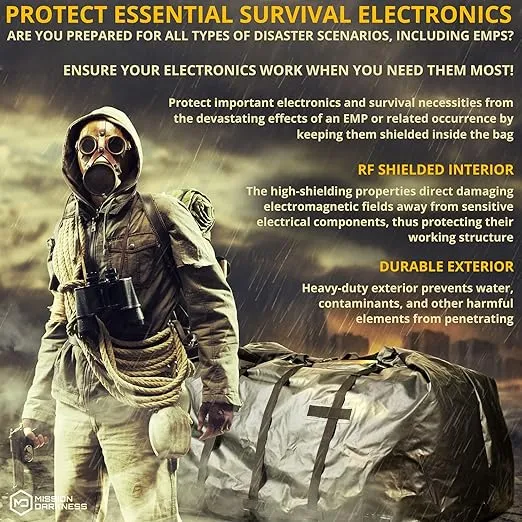 Mission Darkness Dry Shield Rapture Faraday Bag 1,060L Capacity // Durable Waterproof Cover Shields Generators & Extra-Large Electronics from RF Signals EMP CME Solar Flares