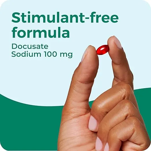 Dulcolax Stool Softener Laxative Liquid Gel Capsules, Gentle Constipation Relief for Hard, Dry Stools, Docusate Sodium 100 mg, 100 Count