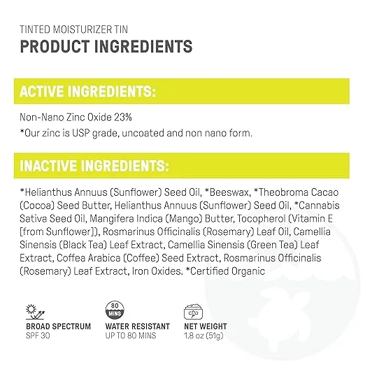 Raw Element Ultra-Moisturizing Tinted Face Cream, Non Toxic Mineral Face Sunscreen, Daily Tinted Moisturizer, Non-Nano Zinc Oxide, Reef Friendly, All Ages, SPF 30, 1.8 oz, Coconut, Pack of 1