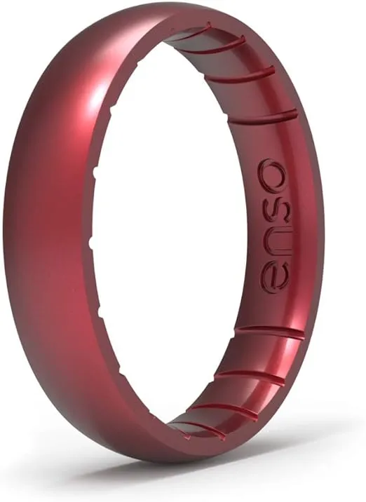 Enso Rings Thin Elements Silicone Ring Infused with Precious Elements – Stackable Wedding Engagement Band – 4.3mm Wide, 1.75mm Thick